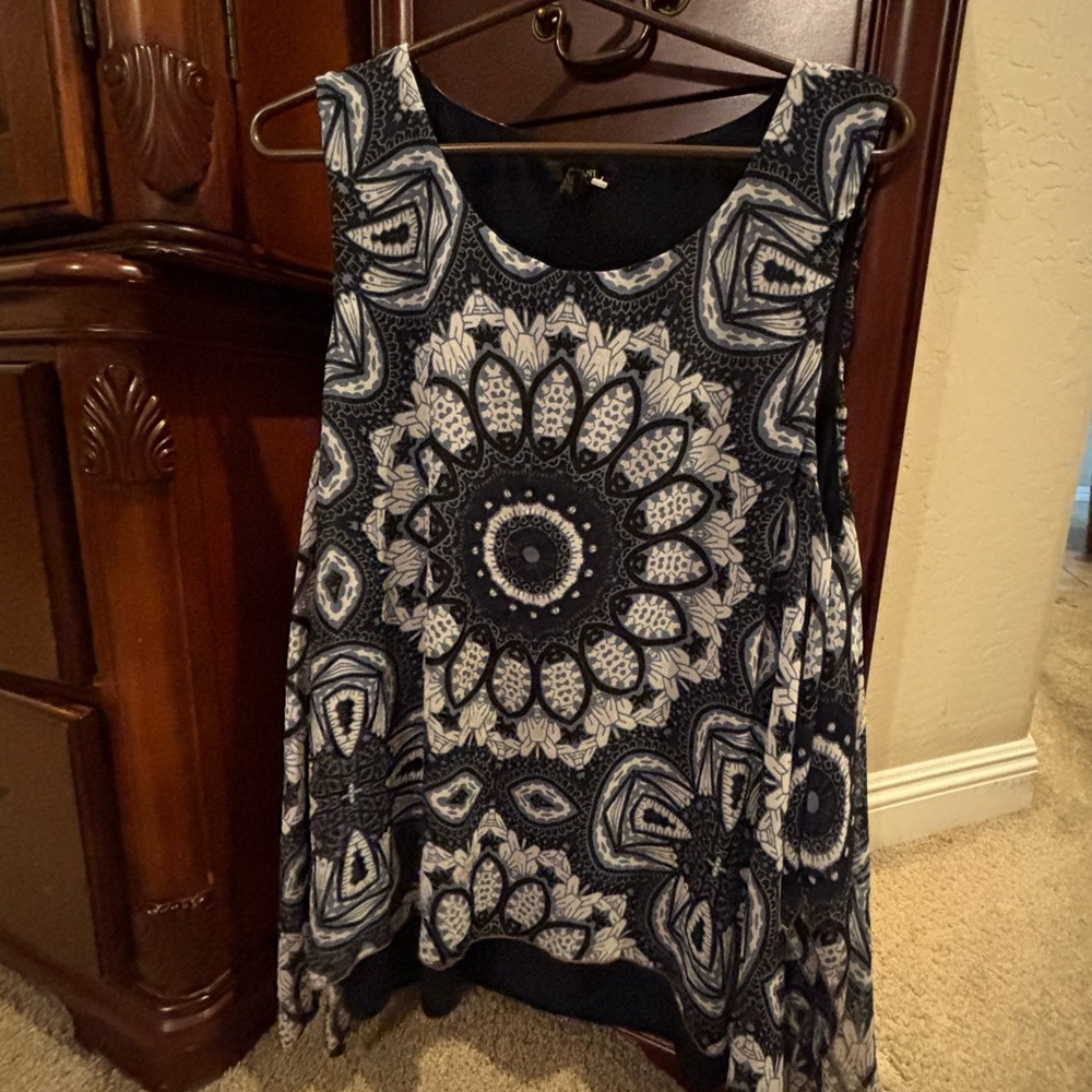 Alfani Black & White Medallion Tank Top